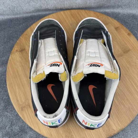 Nike Blazer Low 77 Shoes Womens Size 7.5 Black Leather Rainbow Stitch DJ6000-001 - Picture 5 of 9